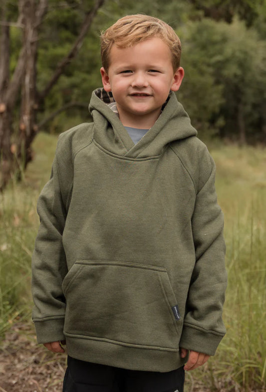 BURLEBO Youth Fleece Hoodie - Heather Olive