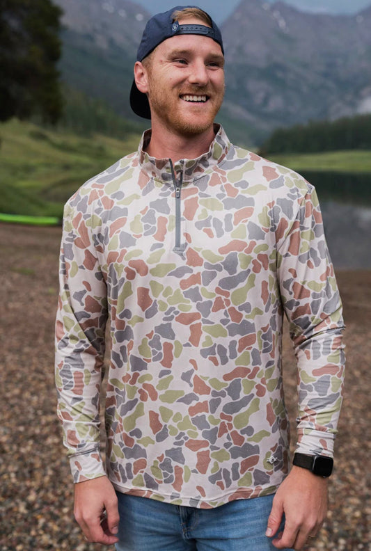 BURLEBO Performance Quarter Zip - Driftwood Camo