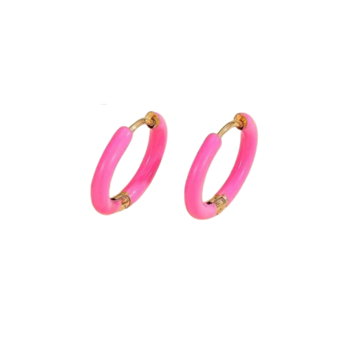 Hot Pink/ Gold Mini Hoop Earrings