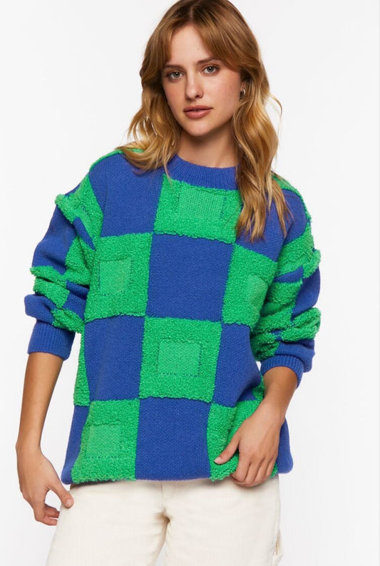 Blue & Green Checkerd Sweater