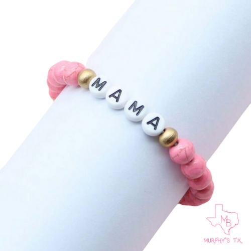 MAMA Beaded Turquoise Bracelet - Pink