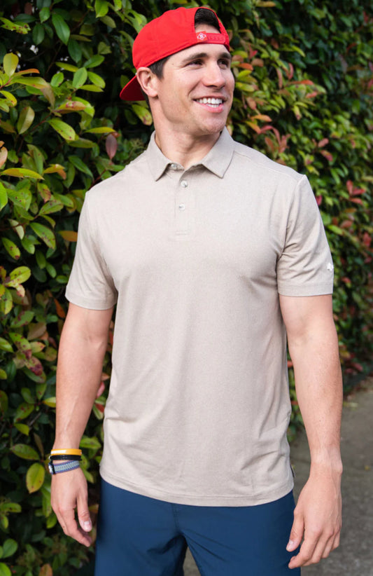 BURLEBO Performance Polo - Heather Khaki