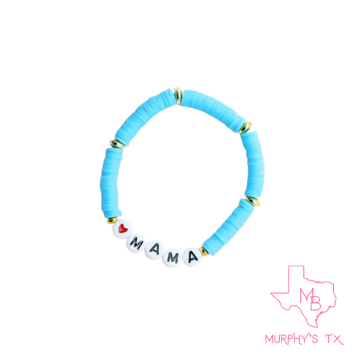 MAMA Clay Beaded Elastic Bracelet - Blue