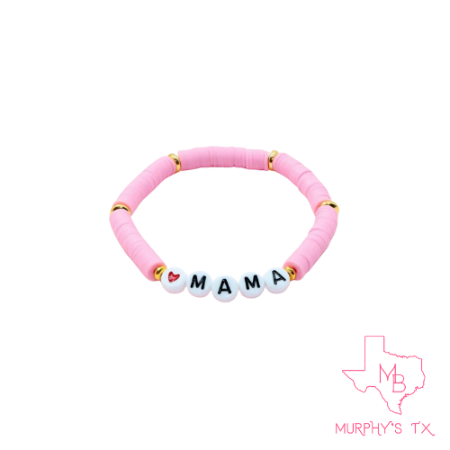 MAMA Clay Beaded Elastic Bracelet - LT PINK