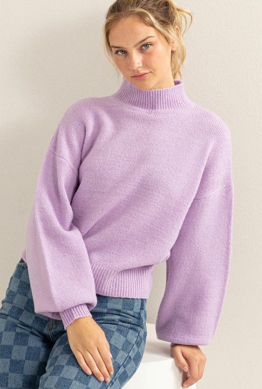 Lilac Balloon Sleeve Sweater