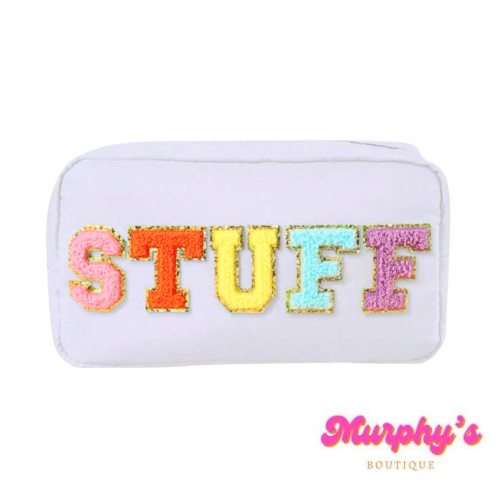 White Zipper Pouch “STUFF”