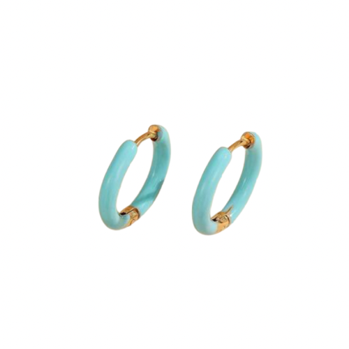 Turquoise/ Gold Mini Hoop Earrings