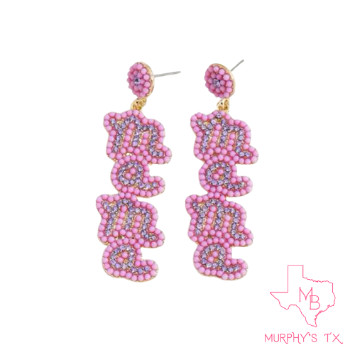 MAMA Beaded Rhinestone Earrings