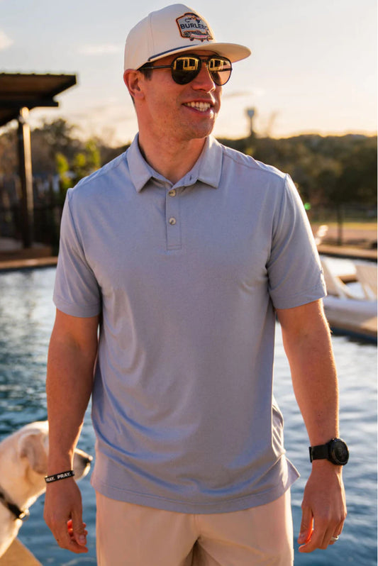 BURLEBO Performance Polo - Heather Blue Sky