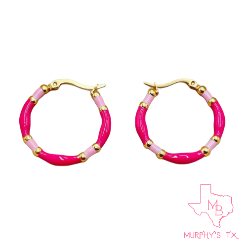 The Emmiline Hoop Earrings - Hot Pink