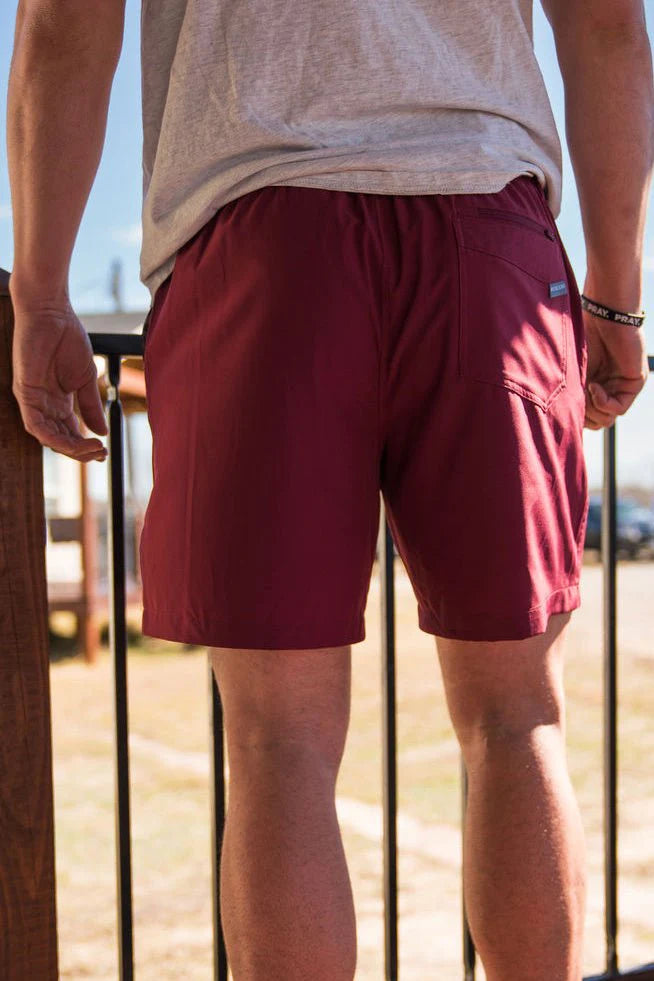 BURLEBO Everyday Shorts - Maroon - White Camo Pocket