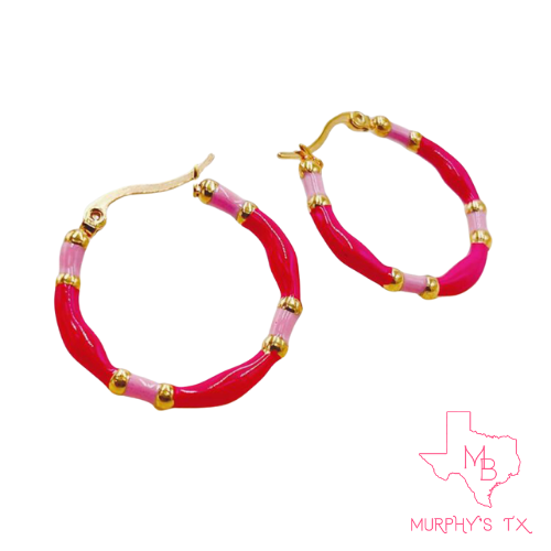 The Emmiline Hoop Earrings - Hot Pink