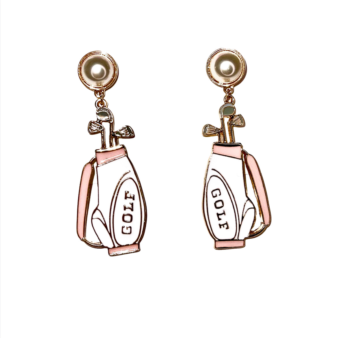 Golf Bag Earrings - White