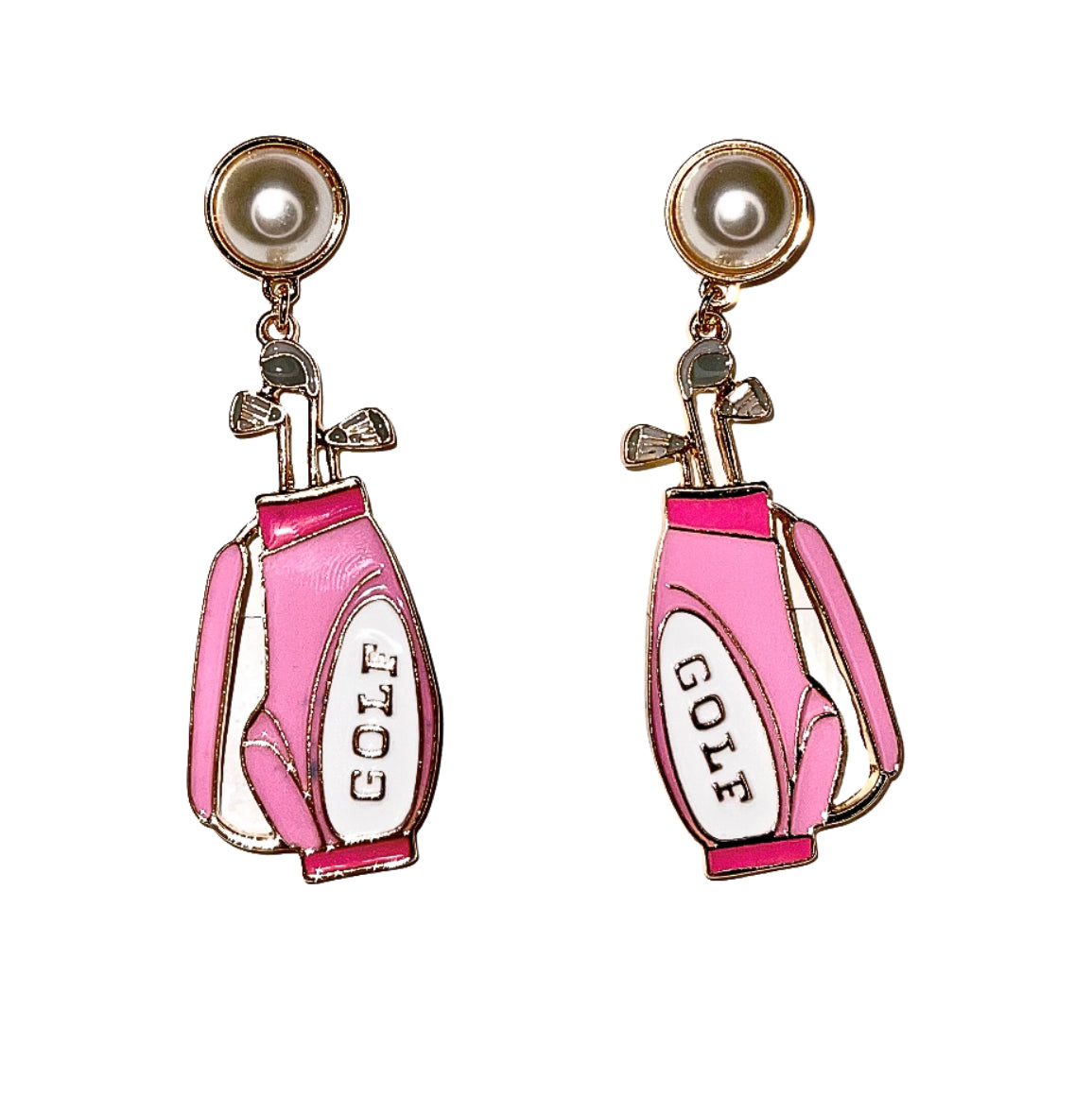 Golf Bag Earrings - Pink