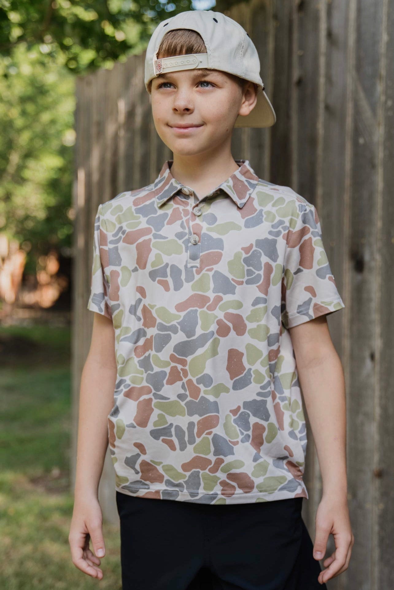 BURLEBO Youth Polo - Driftwood Camo