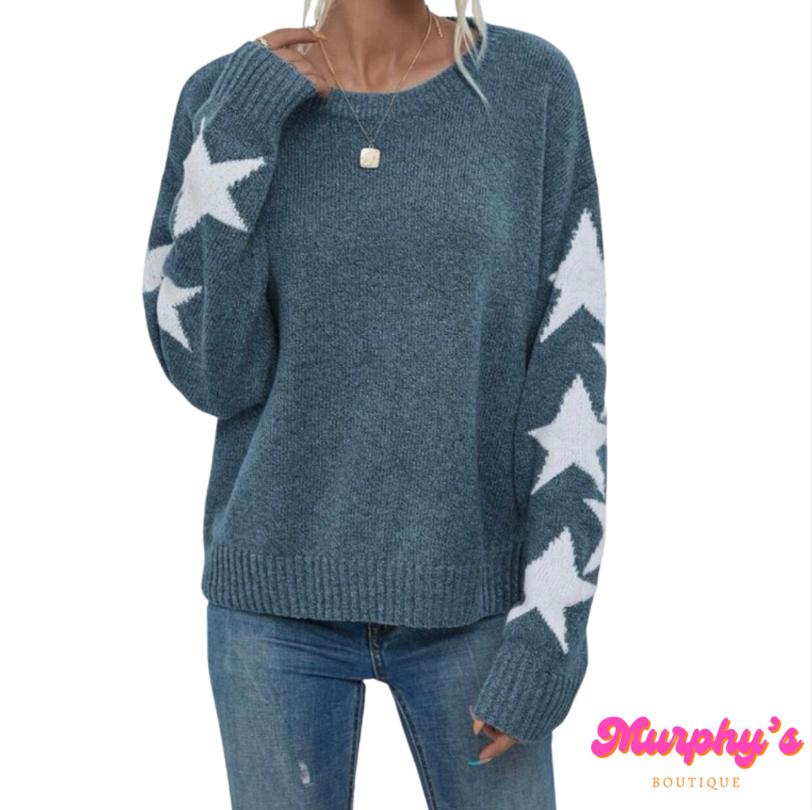 Star Knit Sweater - Navy