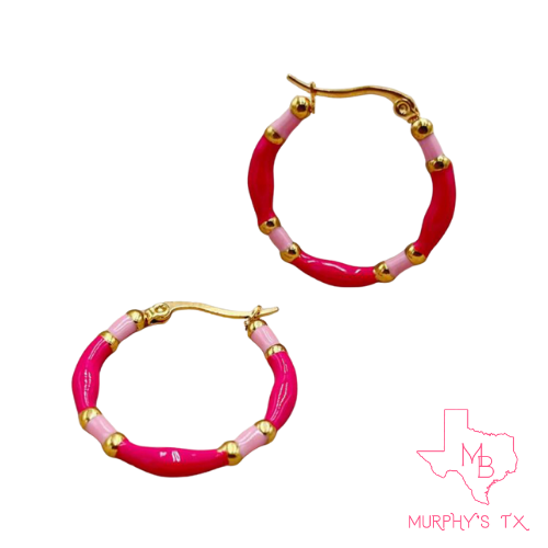 The Emmiline Hoop Earrings - Hot Pink