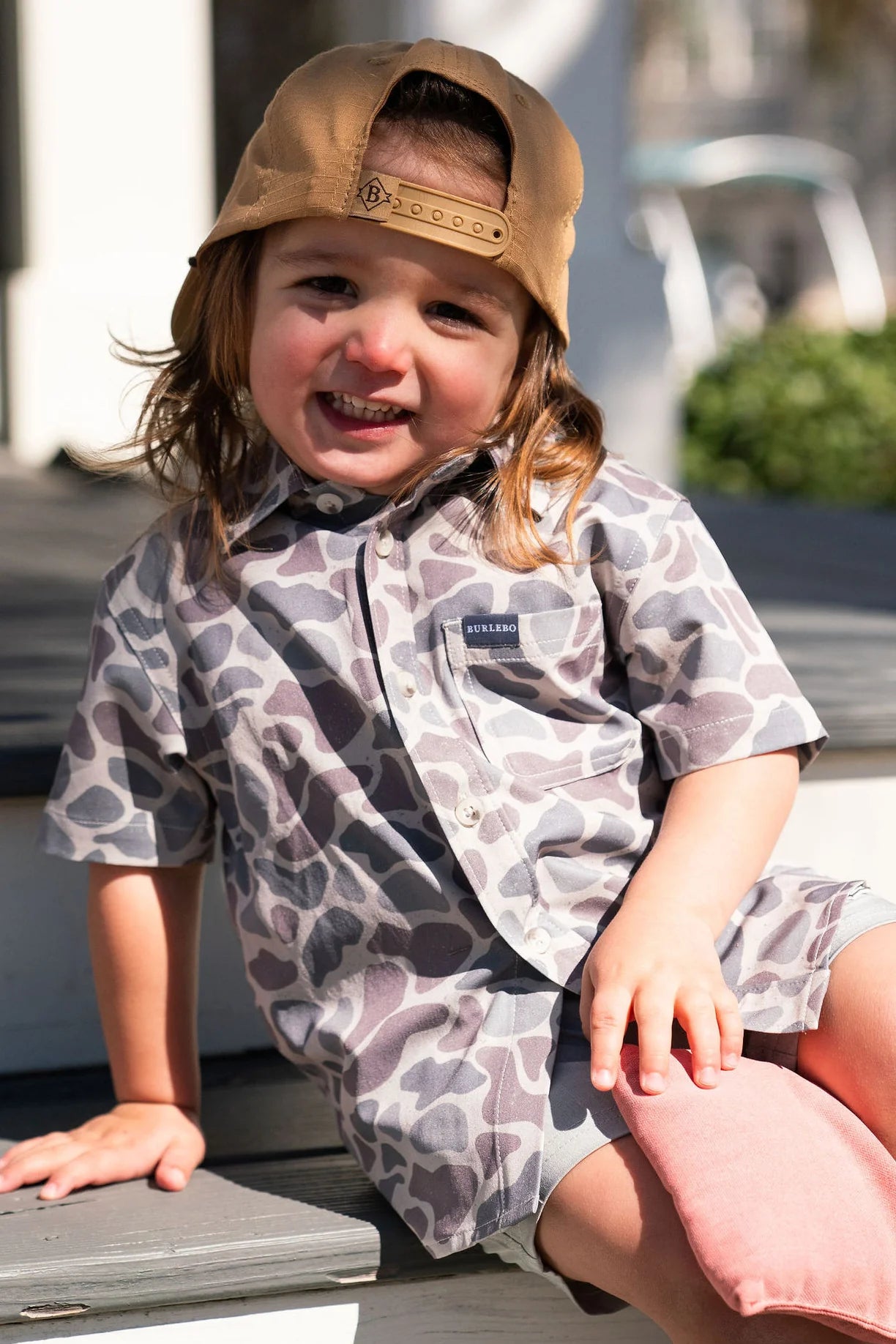 BURLEBO Youth Performance Button Up - Classic Deer Camo