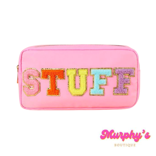 Light Pink Zipper Pouch “STUFF”