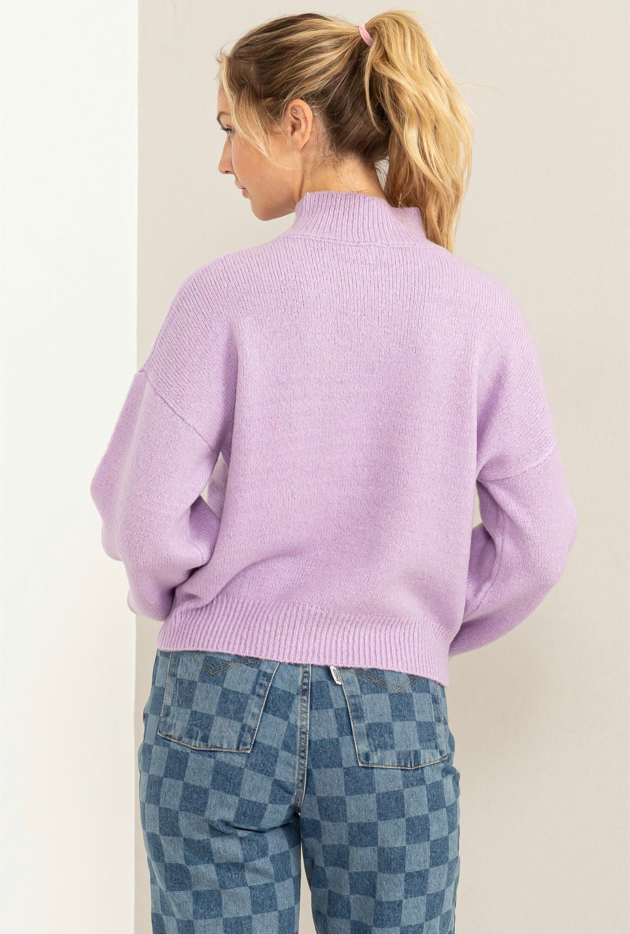 Lilac Balloon Sleeve Sweater