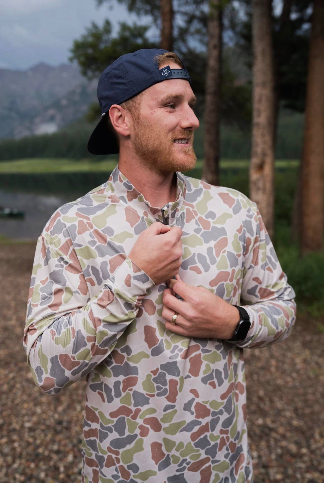 BURLEBO Performance Quarter Zip - Driftwood Camo