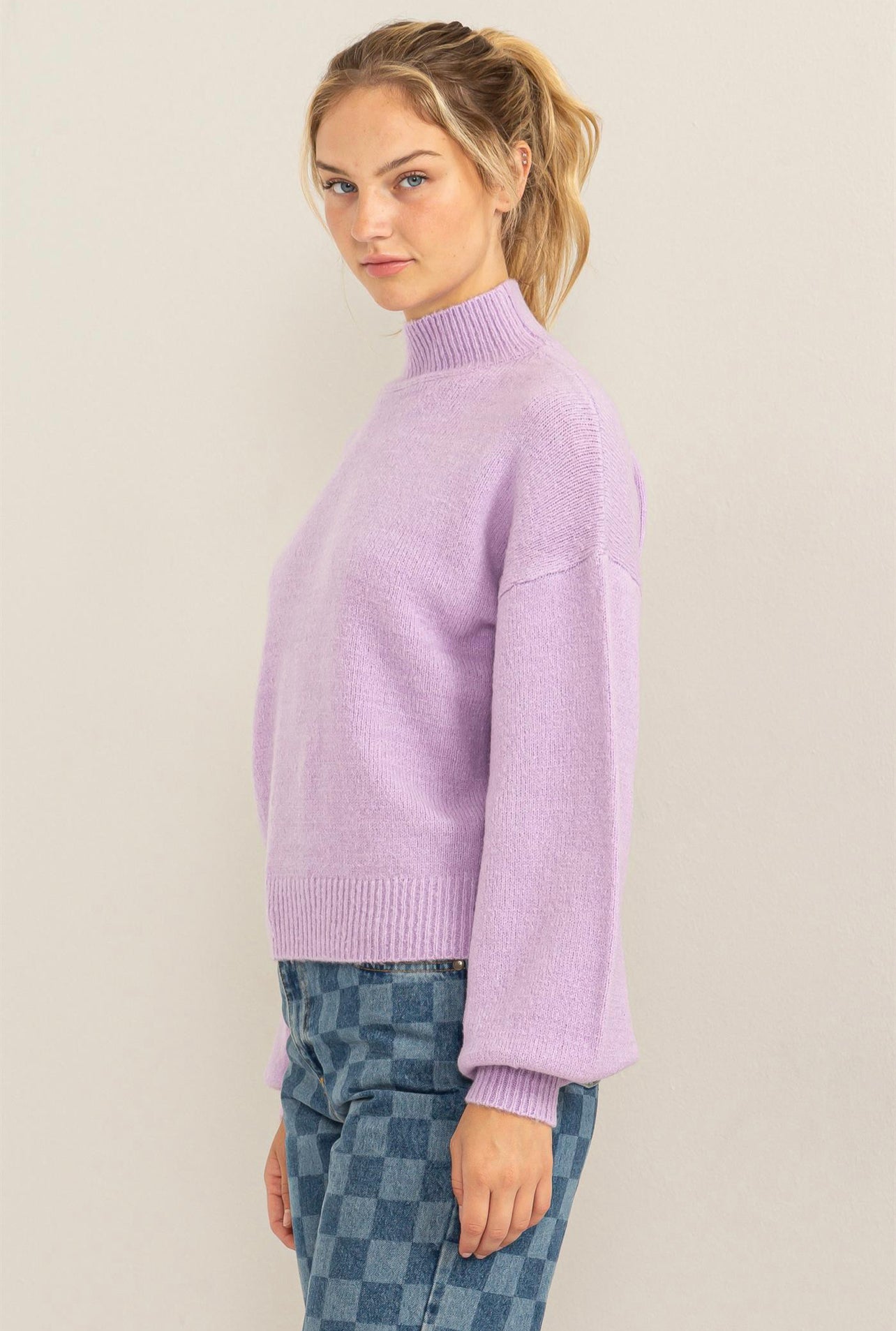 Lilac Balloon Sleeve Sweater