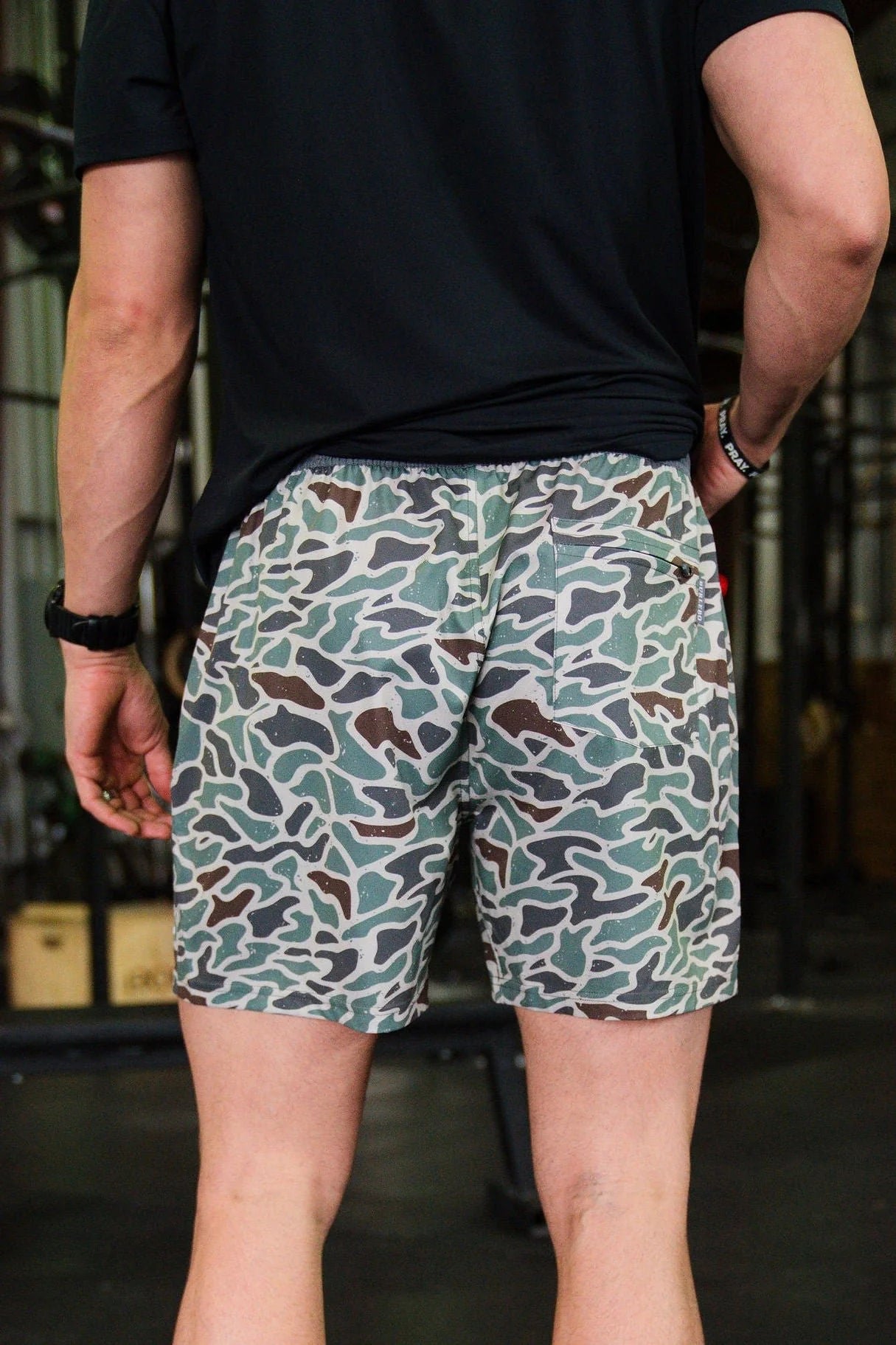 BURLEBO Athletic Shorts - Retro Duck Camo - Grey Liner