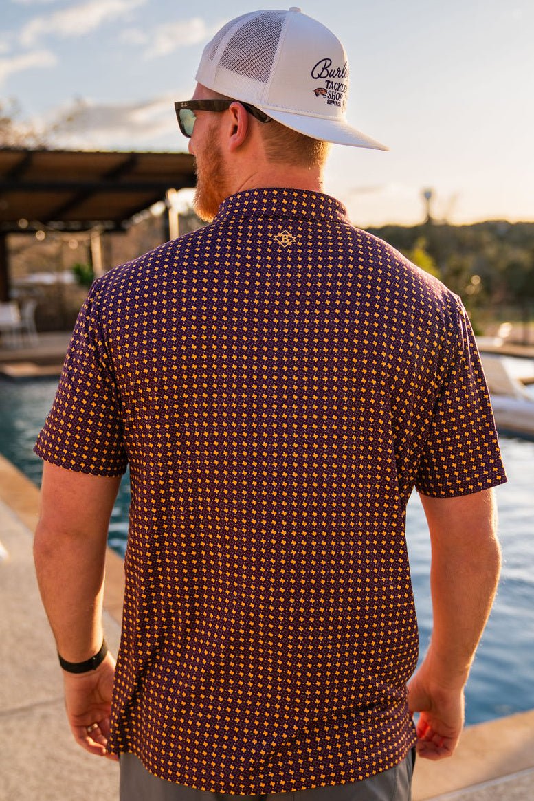 BURLEBO Performance Polo - Texas Purple & Yellow