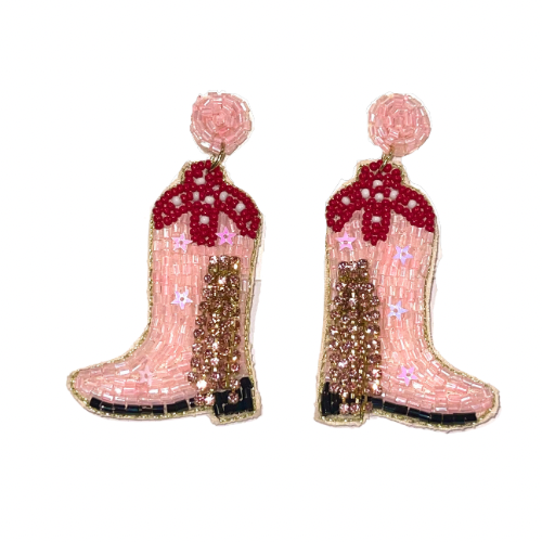 Fringe Boot Earrings - Lt Pink