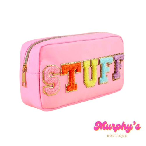 Light Pink Zipper Pouch “STUFF”