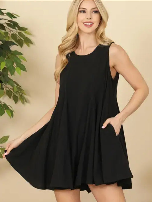 Tie Back Swing Romper - Black