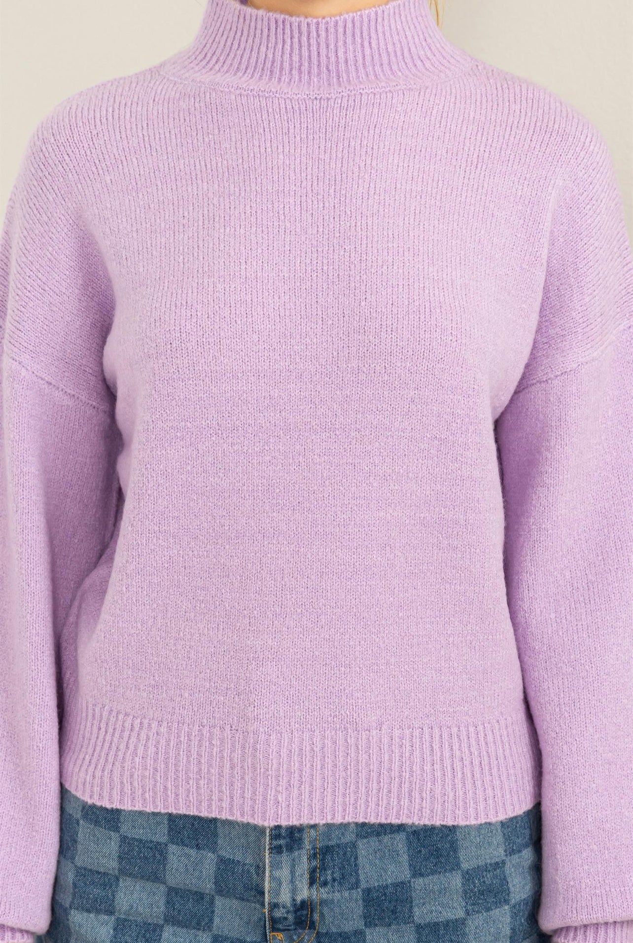 Lilac Balloon Sleeve Sweater