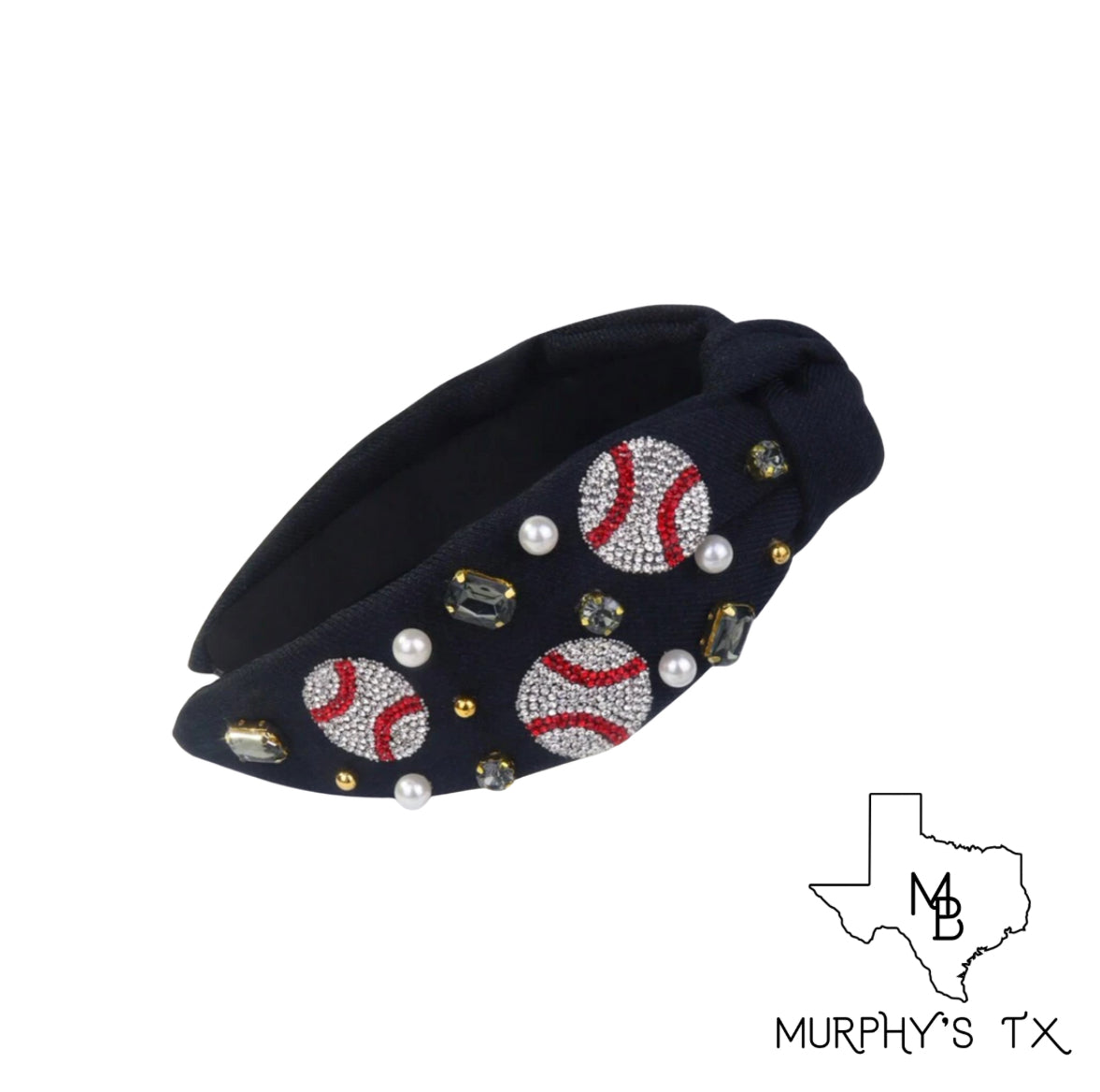 Baseball Bling Headband - Black