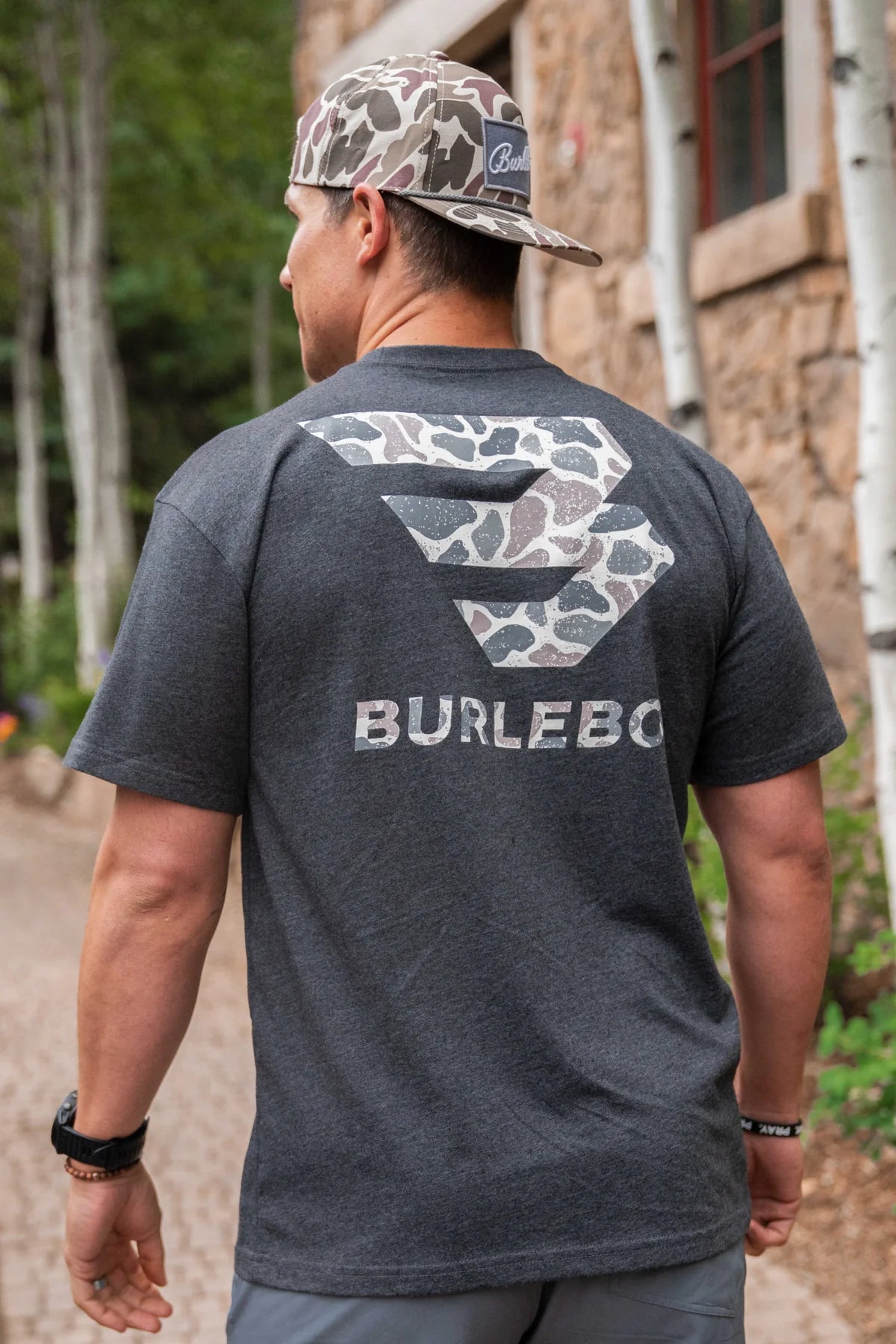 BURLEBO Classic Deer Camo Signature Logo - SS - Heather Black