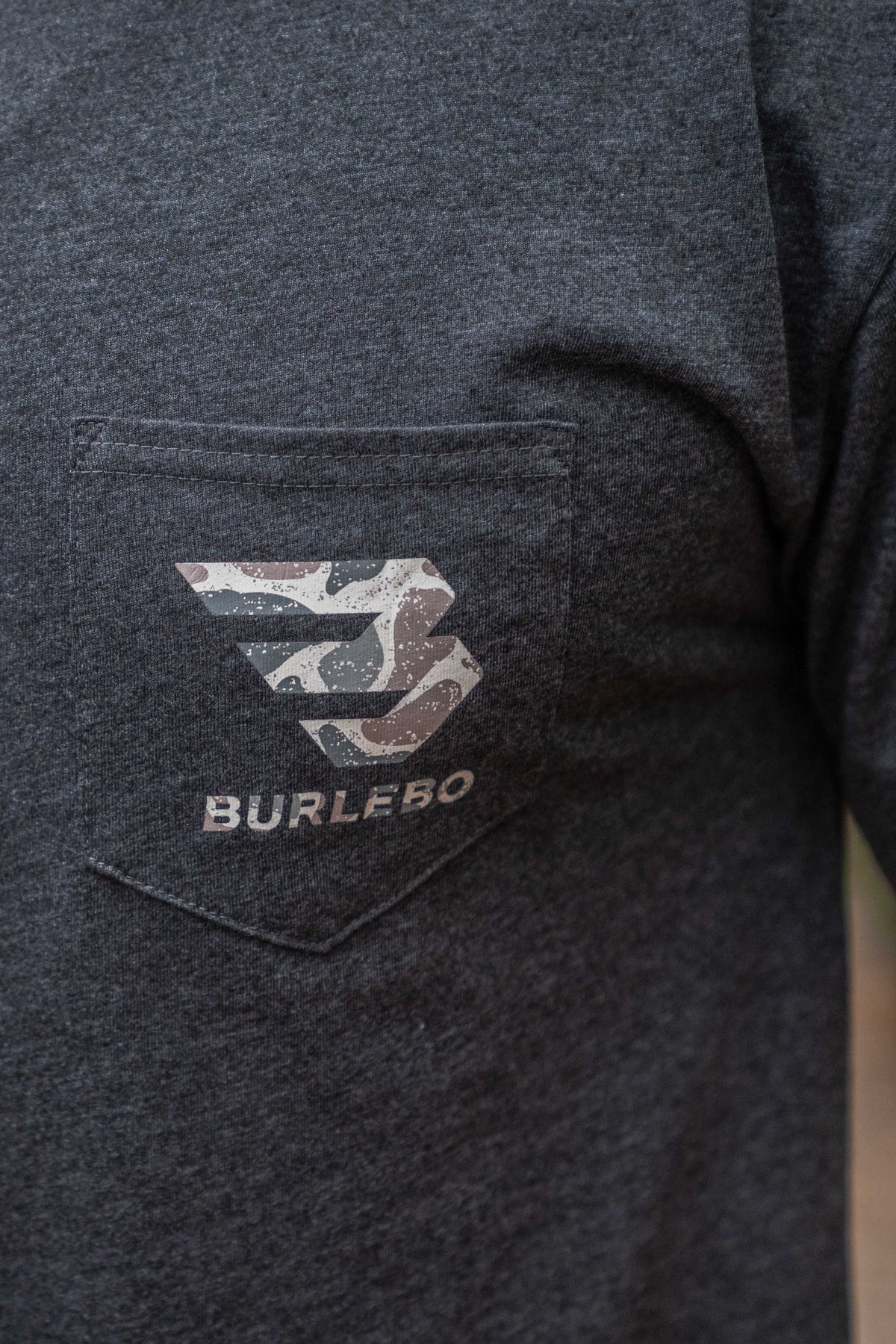 BURLEBO Classic Deer Camo Signature Logo - SS - Heather Black