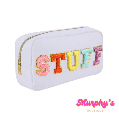 White Zipper Pouch “STUFF”