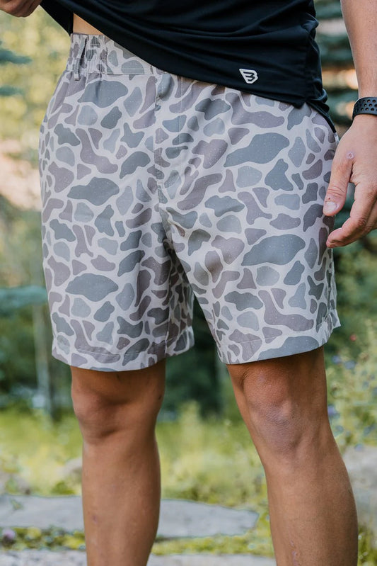 BURLEBO Everyday Shorts - Classic Deer Camo - Grey Pocket