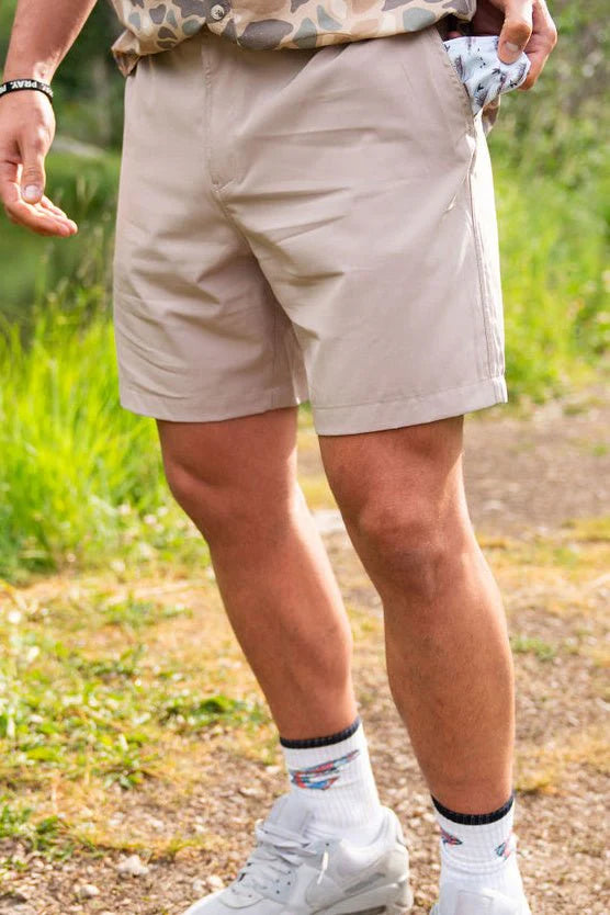 BURLEBO Everyday Shorts - Cobblestone Khaki - Duck Hunt Pocket