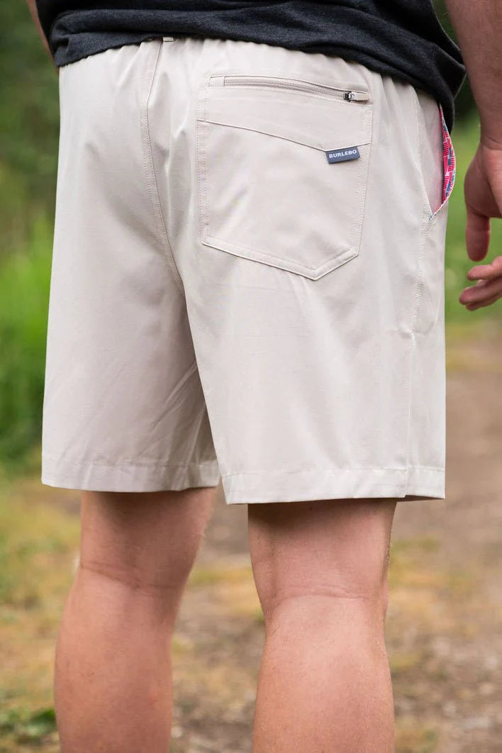 BURLEBO Everyday Shorts - Light Khaki - American Flag Pocket