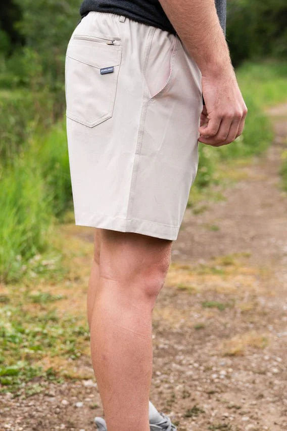 BURLEBO Everyday Shorts - Light Khaki - American Flag Pocket