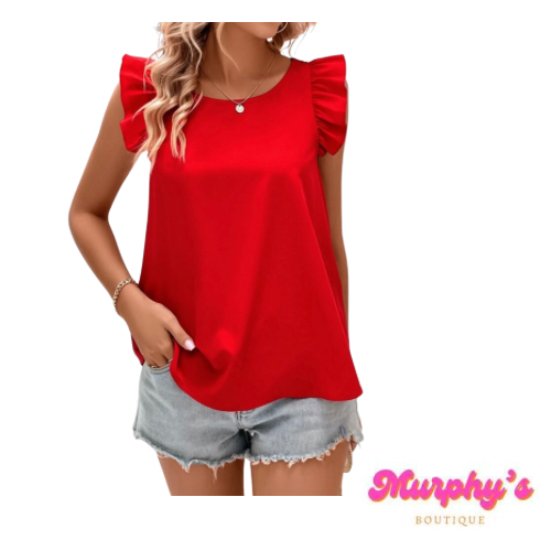 Red Ruffle Top