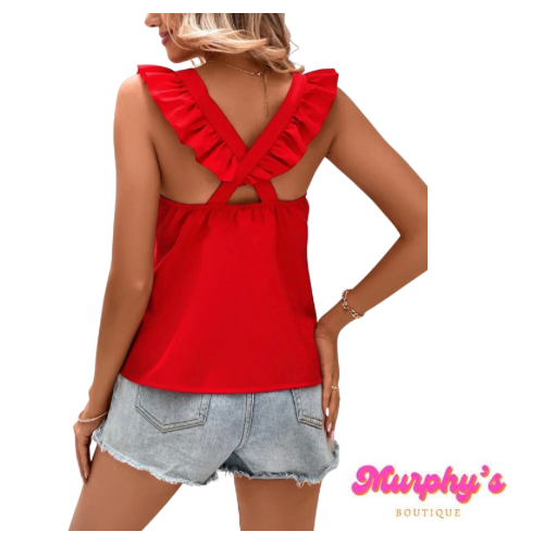 Red Ruffle Top