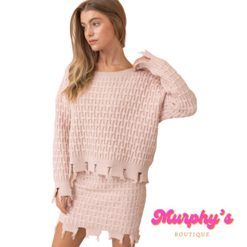 Blush Knit Sweater & Skirt Set