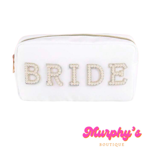 White Zipper Pouch “BRIDE”