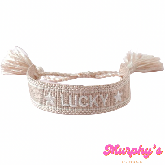 Beige LUCKY Tassel Bracelet