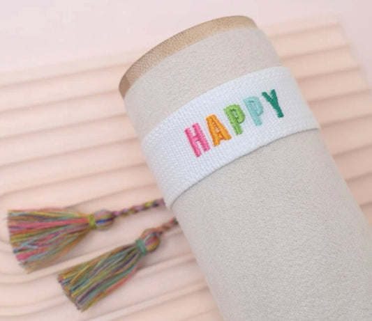 Multi/ White HAPPY Tassel Bracelet