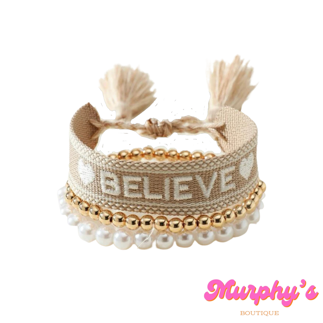 BELIEVE 3 Pcs Tassel Bracelet Set