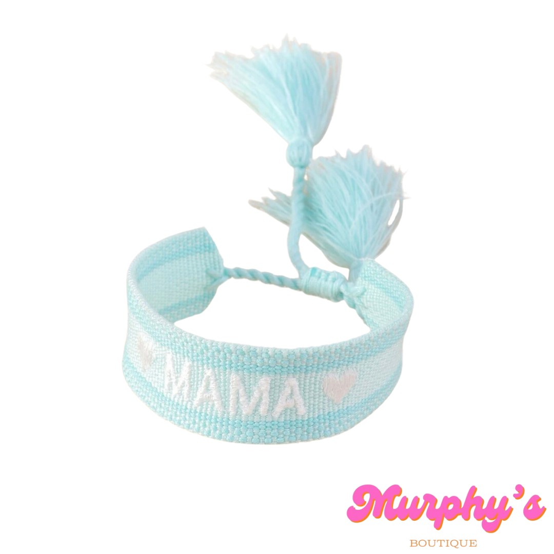 Baby Blue MAMA Tassel Bracelet