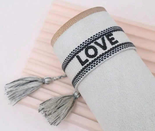 Black/ White LOVE Tassel Bracelet