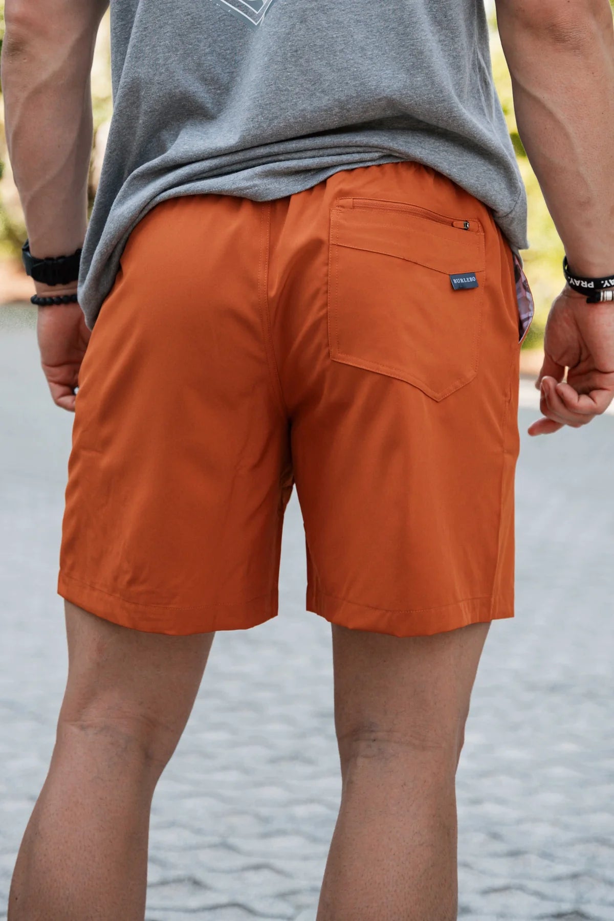 BURLEBO Everyday Shorts - Orange - White Camo Pocket